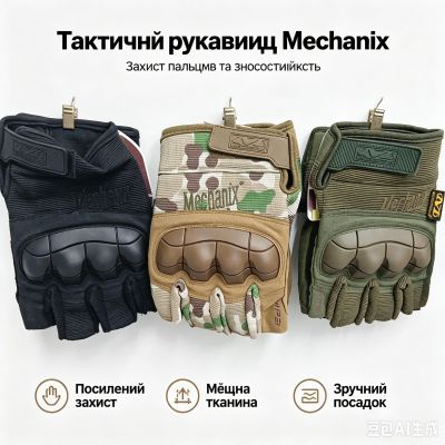 Тактичні рукавиці Mechanic. Упаковка 12пар. Розмір L, XL, XXL. 