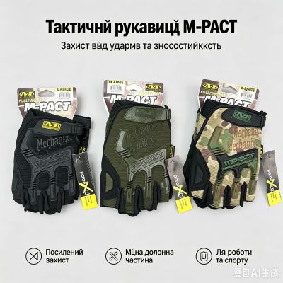 Тактичні рукавиці M-PACT. Упаковка 12пар. Розмір: L, XL, XXL